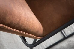 Online Miliboo Sillón polipiel marrón y estructura metal negra MERCY
