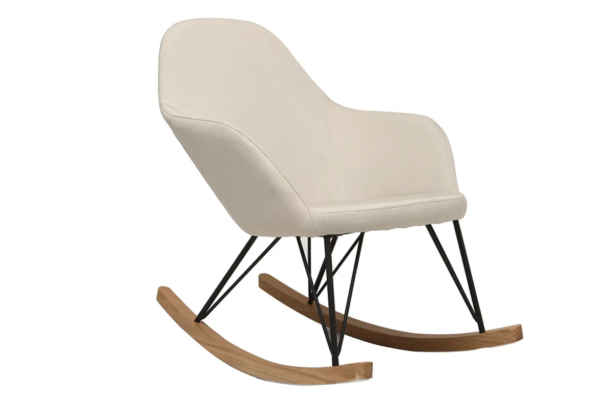 Hot Miliboo Sillón relax - Mecedora tejido natural patas metal y fresno JHENE