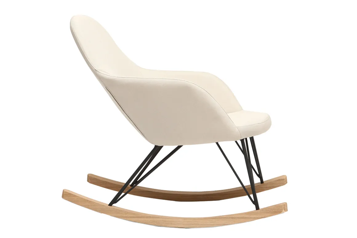 Hot Miliboo Sillón relax - Mecedora tejido natural patas metal y fresno JHENE