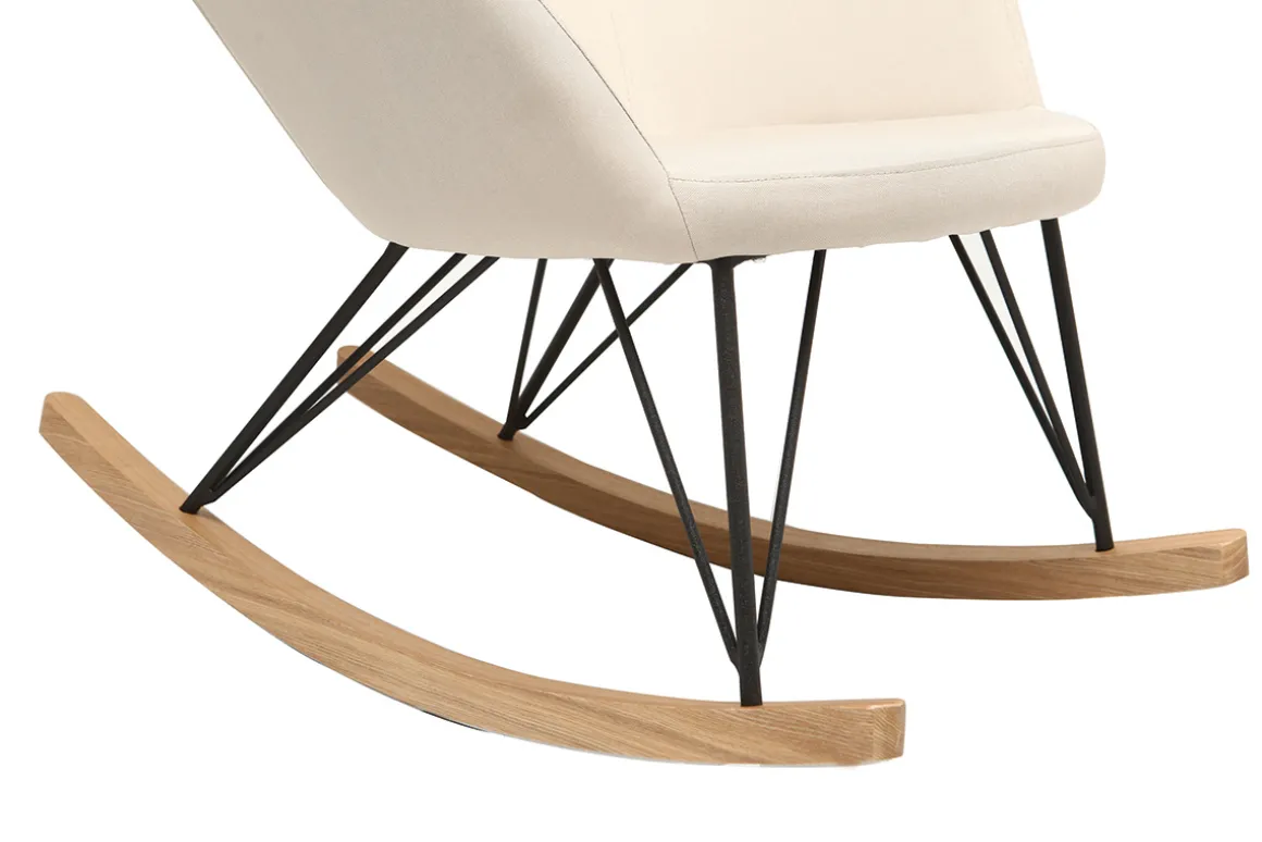 Hot Miliboo Sillón relax - Mecedora tejido natural patas metal y fresno JHENE