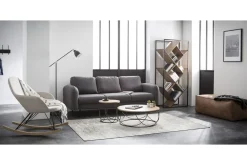 Hot Miliboo Sillón relax - Mecedora tejido natural patas metal y fresno JHENE
