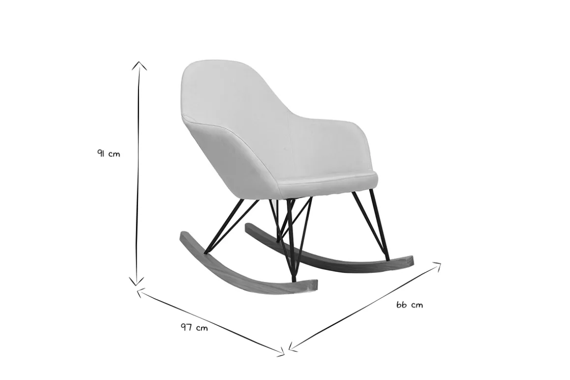 Hot Miliboo Sillón relax - Mecedora tejido natural patas metal y fresno JHENE