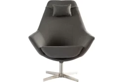 Best Sale Miliboo Sillón rotativo en tejido gris oscuro y pata metal AMADEO