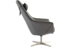 Best Sale Miliboo Sillón rotativo en tejido gris oscuro y pata metal AMADEO