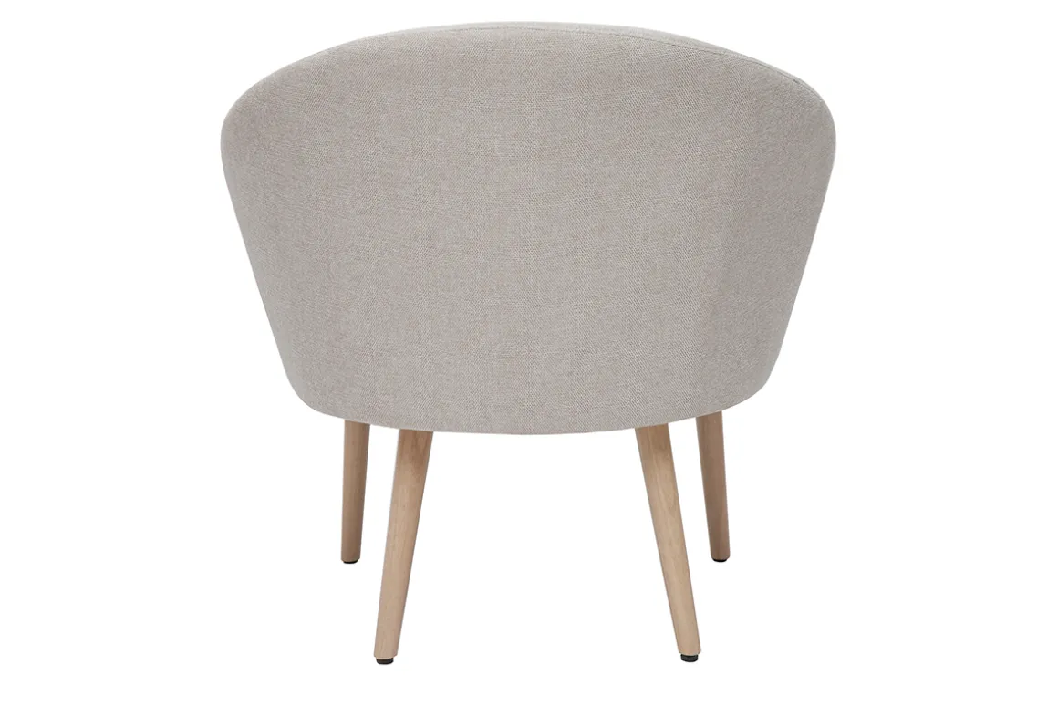 Fashion Miliboo Sillón tejido efecto aterciopelado texturizado beige con patas de madera clara OLIVIA
