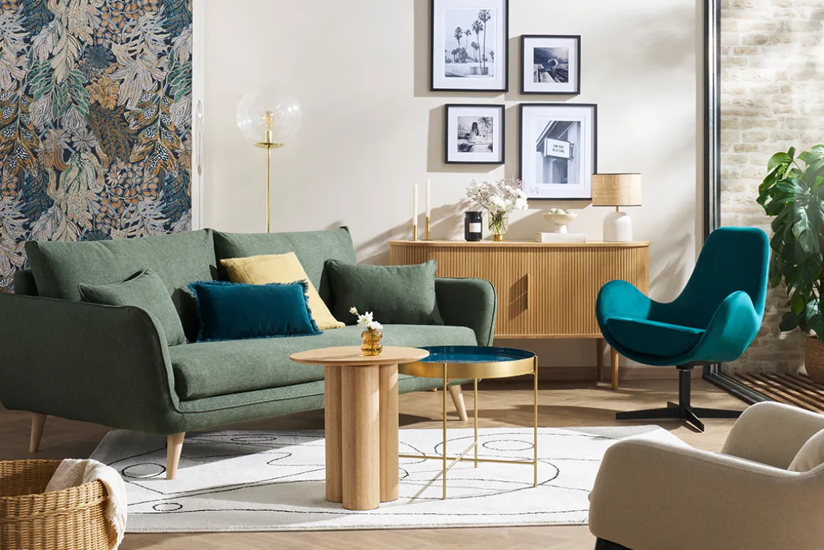 Fashion Miliboo Sillón terciopelo azul petróleo ANDY