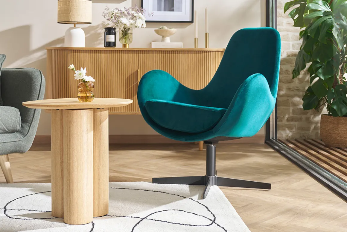 Fashion Miliboo Sillón terciopelo azul petróleo ANDY