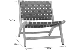 Clearance Miliboo Sillón étnico de madera con correas tejidas marrones BONDI
