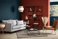 Fashion Miliboo Sillón vintage marrón con reposapiés PHILO