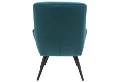 Shop Miliboo Sillón y reposapiés moderno en terciopelo azul petróleo ZOE