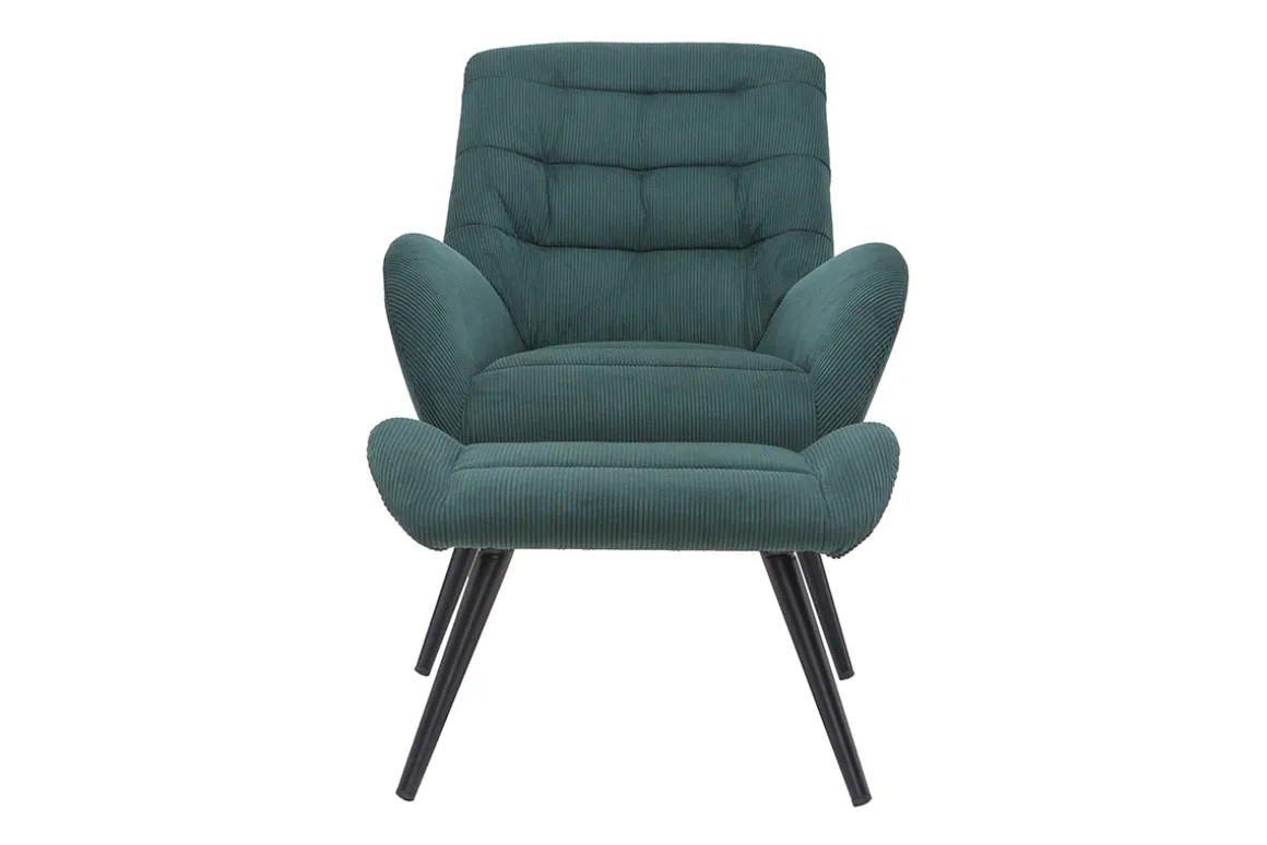 Best Sale Miliboo Sillón y reposapiés moderno en terciopelo verde ZOE