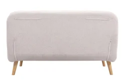 Cheap Miliboo Sillón-cama convertible de 2 plazas en tejido de terciopelo beige texturizado y madera clara AMIKO