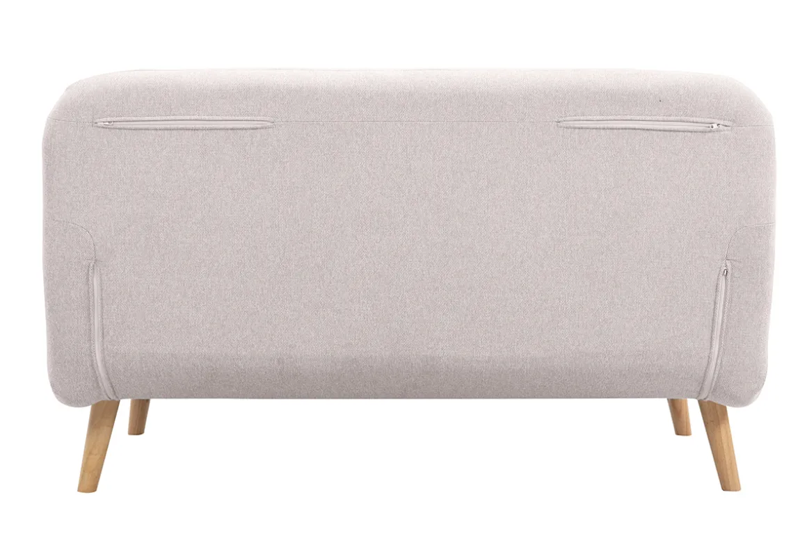 Cheap Miliboo Sillón-cama convertible de 2 plazas en tejido de terciopelo beige texturizado y madera clara AMIKO