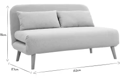 Cheap Miliboo Sillón-cama convertible de 2 plazas en tejido de terciopelo beige texturizado y madera clara AMIKO