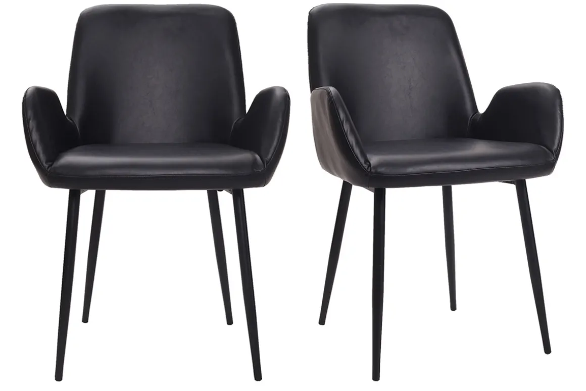 Flash Sale Miliboo Sillones vintage negros con patas metal negro (lote de 2) TIKA