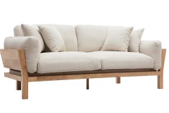 Store Miliboo Sofá 3 plazas blanco crema patas madera KYO