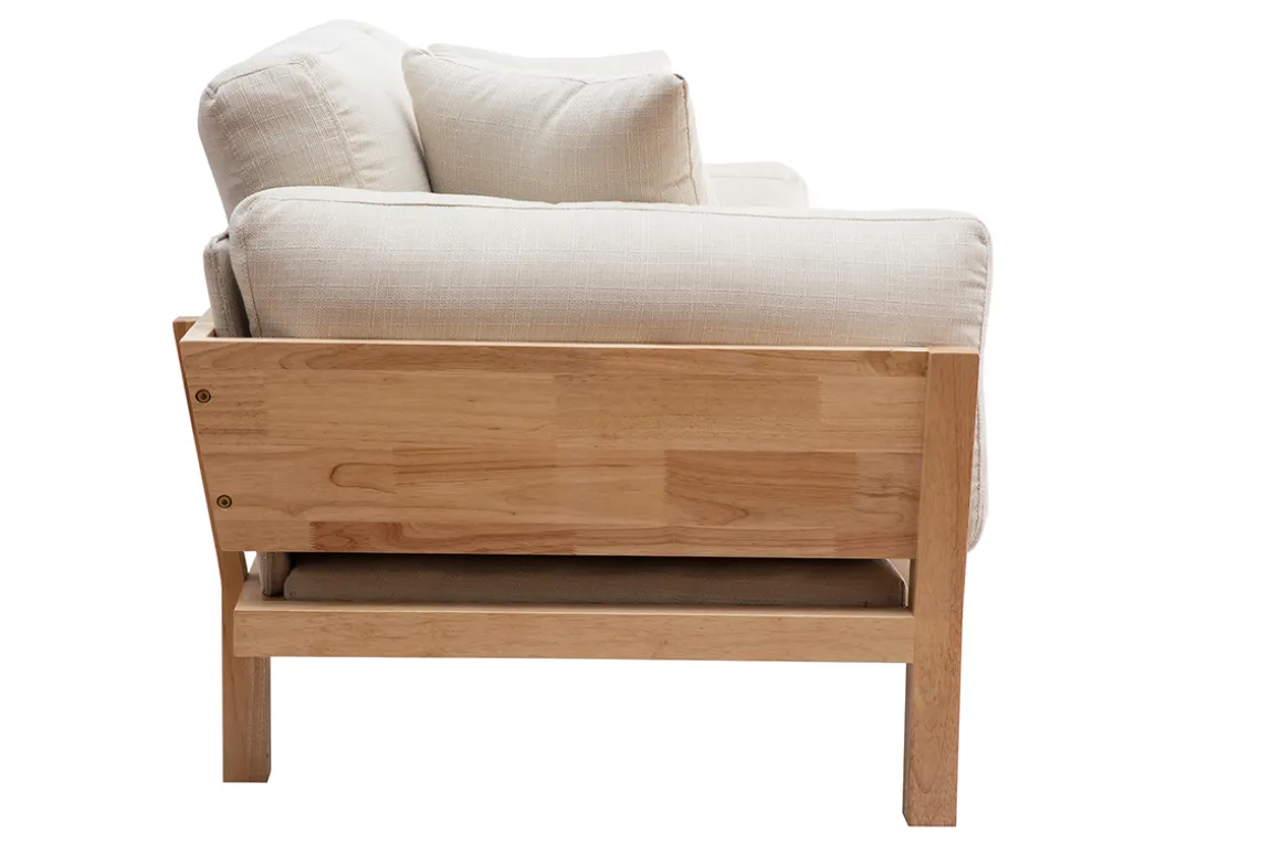 Store Miliboo Sofá 3 plazas blanco crema patas madera KYO