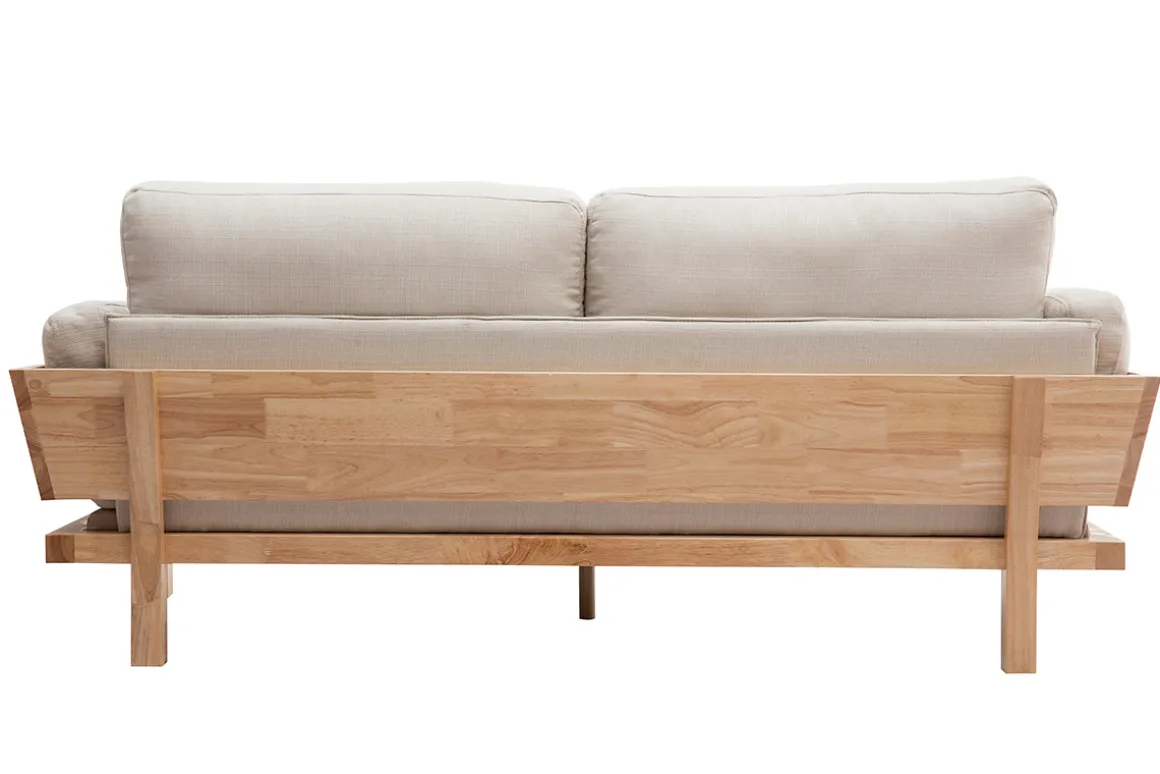 Store Miliboo Sofá 3 plazas blanco crema patas madera KYO