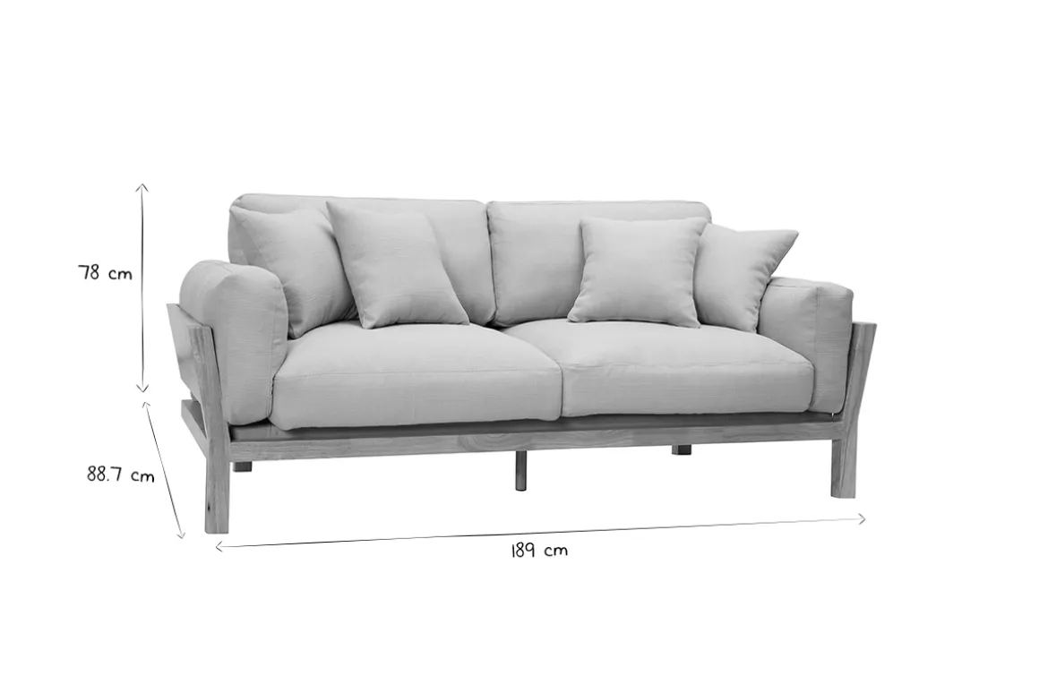 Store Miliboo Sofá 3 plazas blanco crema patas madera KYO