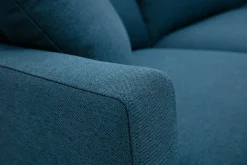 Clearance Miliboo Sofá 3-4 plazas de tejido azul oscuro y madera oscura MUNIK