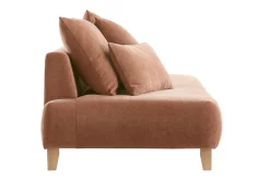 Fashion Miliboo Sofá 3 plazas de tejido efecto aterciopelado texturizado terracota y madera clara 200 cm ODEON