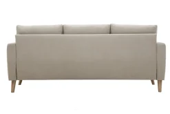 Shop Miliboo Sofá 3 plazas de tela beige y madera clara MUNIK