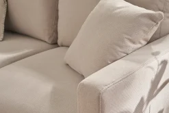 Shop Miliboo Sofá 3 plazas de tela beige y madera clara MUNIK
