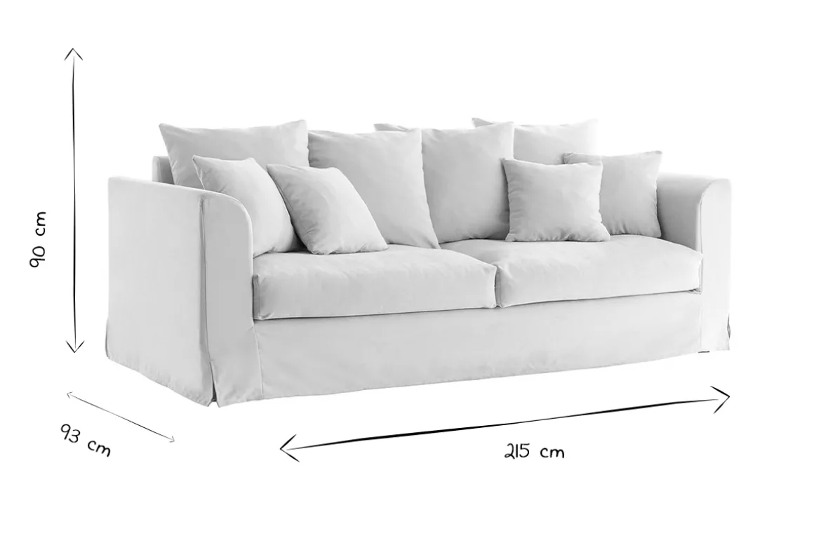 Clearance Miliboo Sofá 3 plazas desenfundable en tejido color crudo FEVER