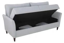 Cheap Miliboo Sofá 3 plazas en tejido gris claro con almacenaje MEDLEY
