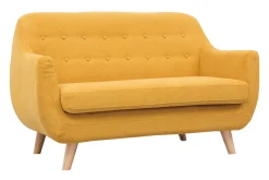 Hot Miliboo Sofá 2 plazas nórdico desenfundable tejido efecto terciopelo amarillo mostaza YNOK