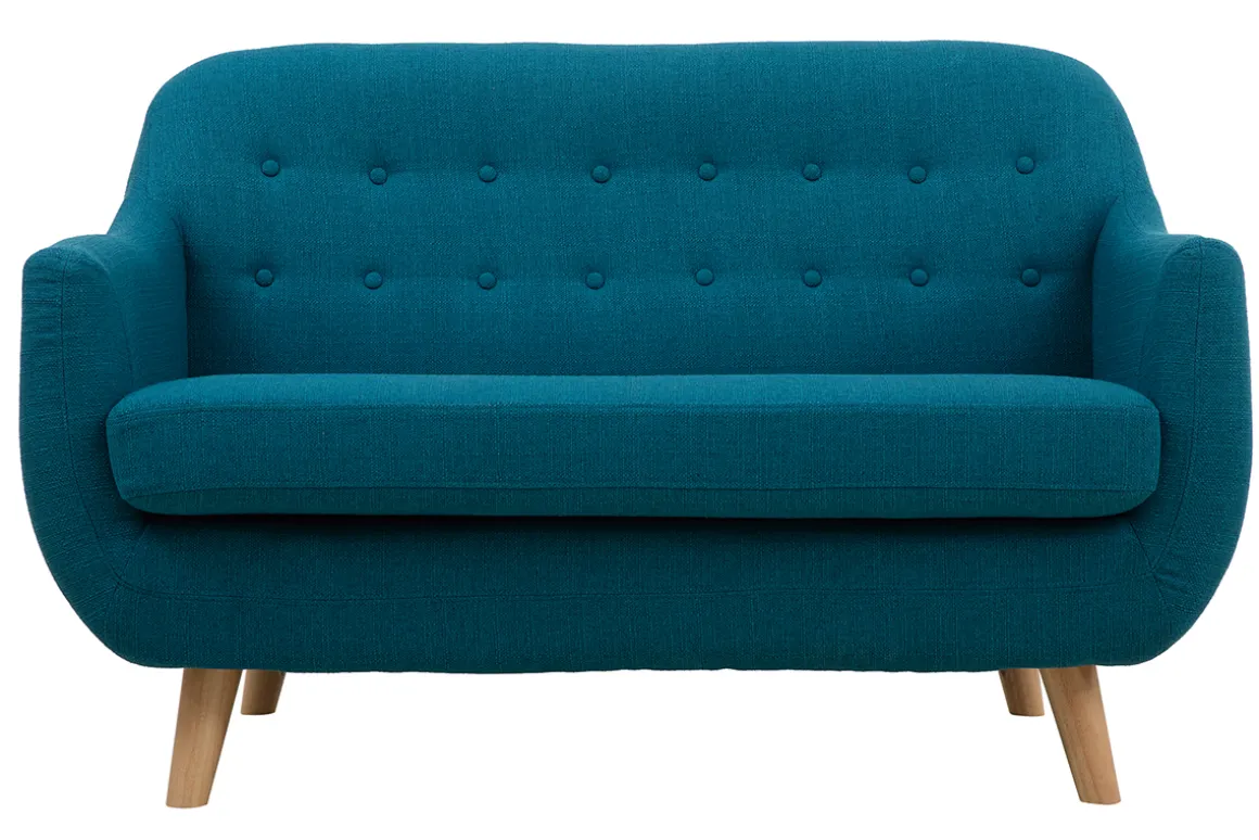 Cheap Miliboo Sofá 2 plazas nórdico desenfundable azul petróleo y madera YNOK