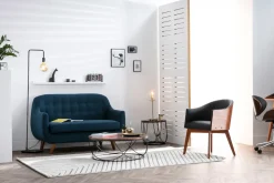 Cheap Miliboo Sofá 2 plazas nórdico desenfundable azul petróleo y madera YNOK