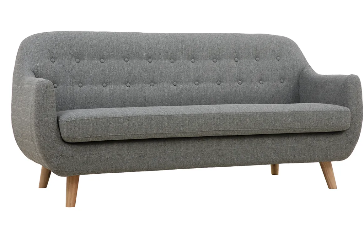 Sale Miliboo Sofá 3 plazas nórdico desenfundable gris claro y madera YNOK
