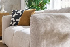 Shop Miliboo Sofá cama 4 plazas con canapé de terciopelo chenilla beige CRUSH