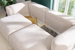 Shop Miliboo Sofá cama 4 plazas con canapé de terciopelo chenilla beige CRUSH
