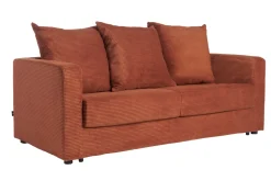 Hot Miliboo Sofá cama 3 plazas de pana terracota con colchón de 13 cm BACIO