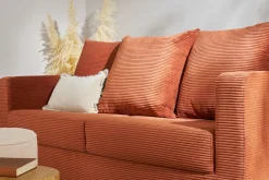 Hot Miliboo Sofá cama 3 plazas de pana terracota con colchón de 13 cm BACIO