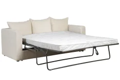 Cheap Miliboo Sofá cama 3 plazas de pana beige con colchón de 13 cm BACIO