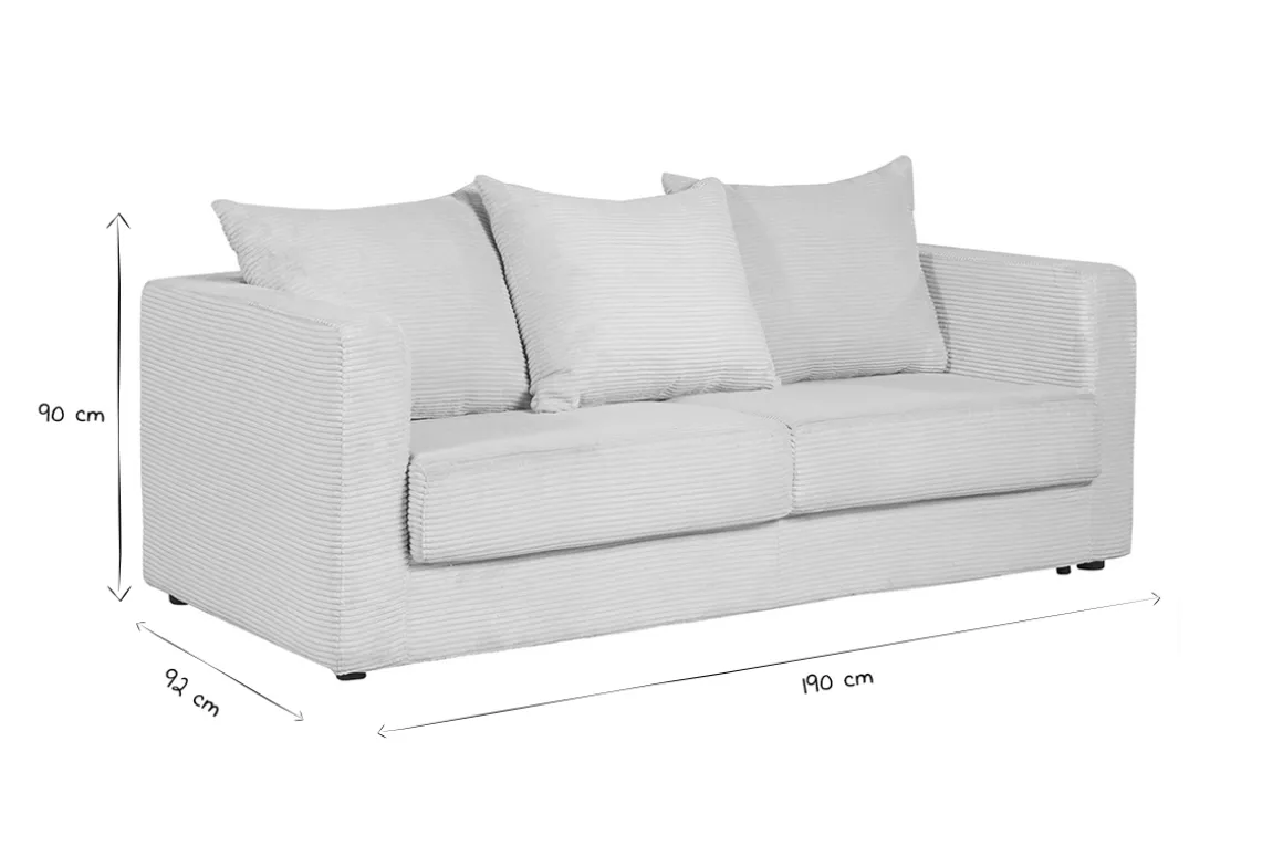 Cheap Miliboo Sofá cama 3 plazas de pana beige con colchón de 13 cm BACIO