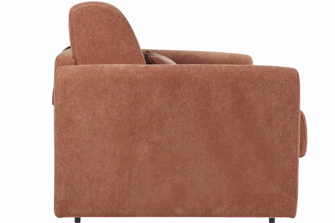 Shop Miliboo Sofá cama 3 plazas de tela efecto aterciopelado terracota con colchón de 13 cm LETTO