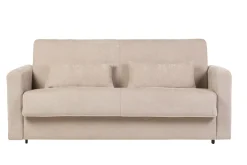 Sale Miliboo Sofá cama 3 plazas de tela efecto aterciopelado beige con colchón de 13 cm LETTO