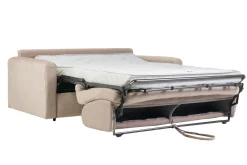 Sale Miliboo Sofá cama 3 plazas de tela efecto aterciopelado beige con colchón de 13 cm LETTO