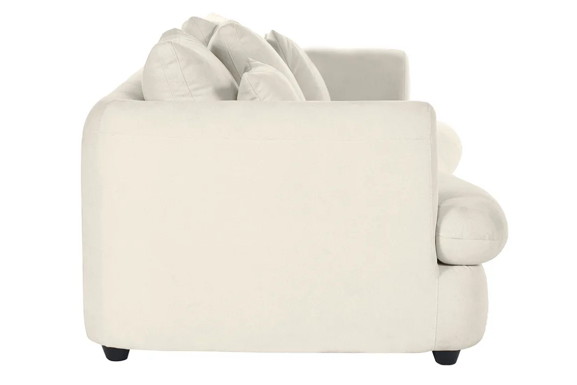 Flash Sale Miliboo Sofá cama 3-4 plazas desenfundable con forma de judía de tejido efecto aterciopelado beige claro SACHA