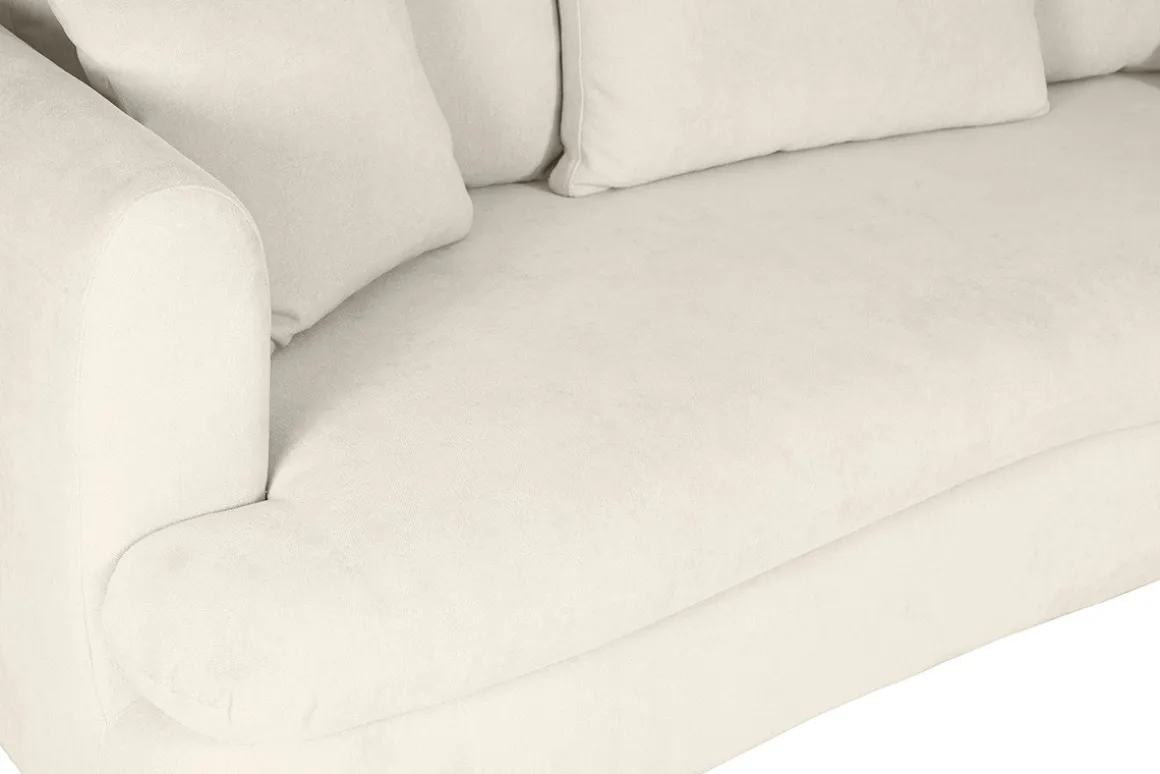 Flash Sale Miliboo Sofá cama 3-4 plazas desenfundable con forma de judía de tejido efecto aterciopelado beige claro SACHA