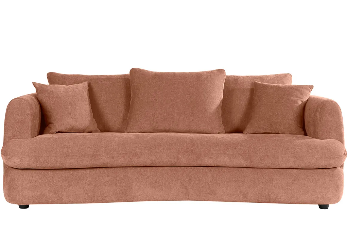 Shop Miliboo Sofá cama 3-4 plazas desenfundable con forma de judía de tejido efecto aterciopelado terracota SACHA