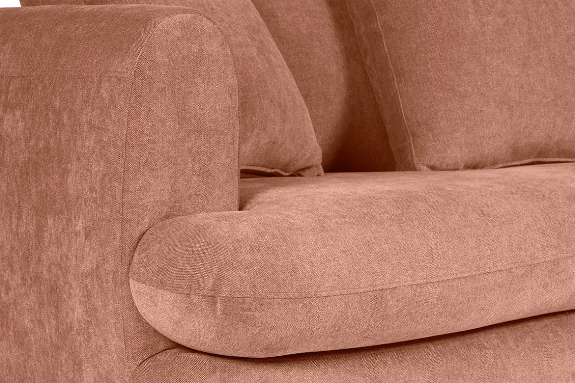 Shop Miliboo Sofá cama 3-4 plazas desenfundable con forma de judía de tejido efecto aterciopelado terracota SACHA