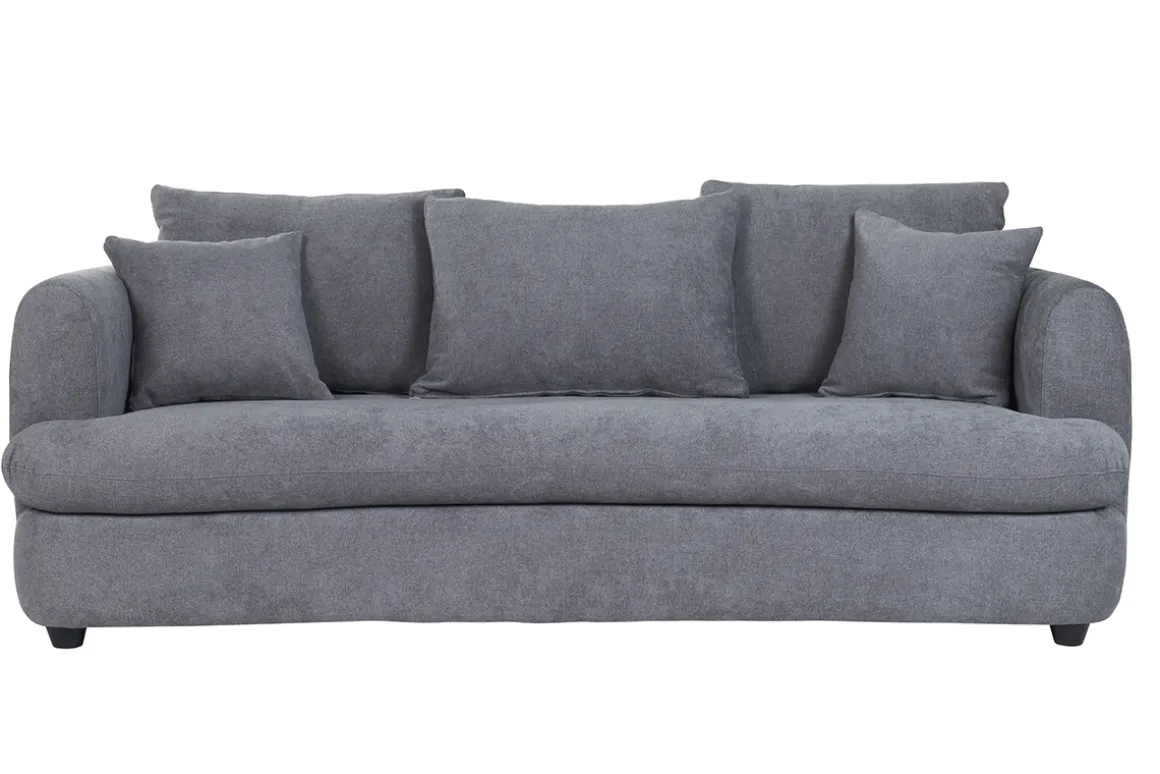 Best Miliboo Sofá cama 3-4 plazas desenfundable con forma de judía de tejido efecto aterciopelado gris antracita SACHA