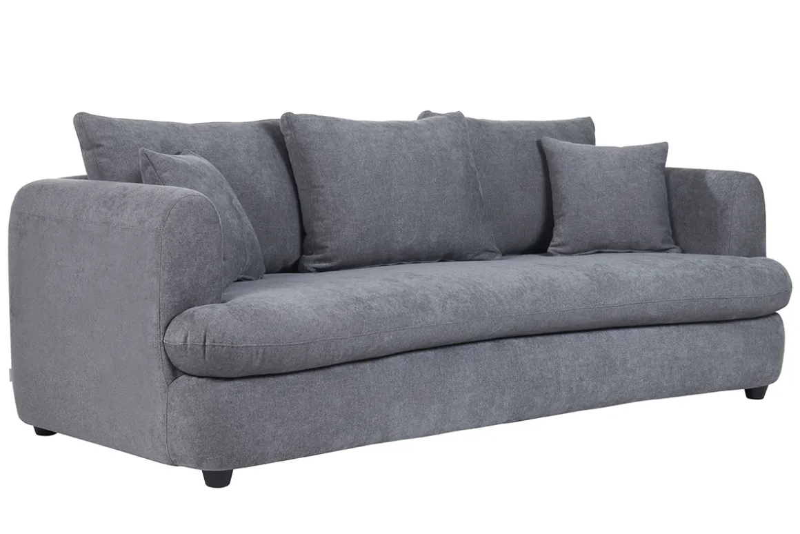 Best Miliboo Sofá cama 3-4 plazas desenfundable con forma de judía de tejido efecto aterciopelado gris antracita SACHA