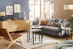 Best Miliboo Sofá cama 3-4 plazas desenfundable con forma de judía de tejido efecto aterciopelado gris antracita SACHA