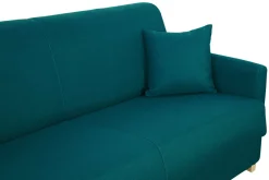 Cheap Miliboo Sofá cama 3 plazas nórdico azul petróleo y madera clara con colchón de 18 cm SKANDY